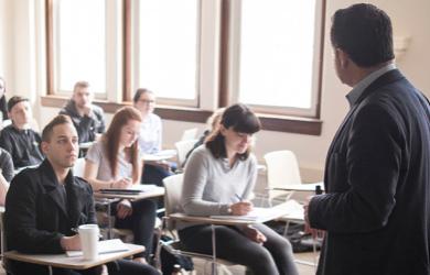 College students seated in a classroom